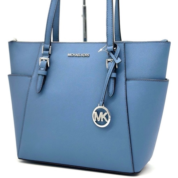 Michael Kors Large Charlotte Tote Bag Denim Blue - Picture 3 of 10